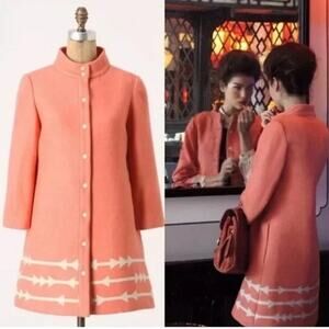 Anthropologie Lauren Moffat Eastwood Salmon Wool Pea Coat Size S